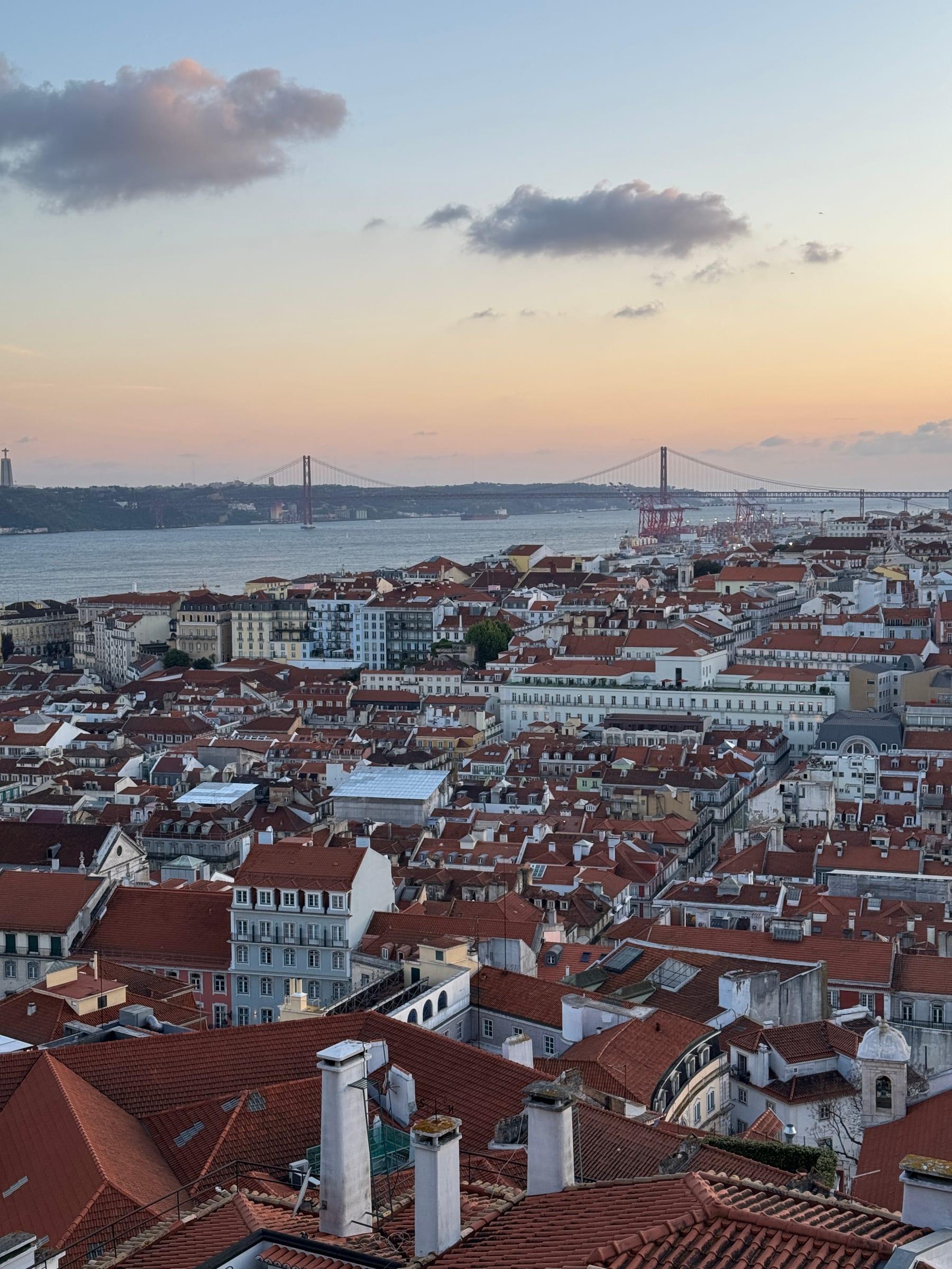 Lisbon rooftops at golden hour